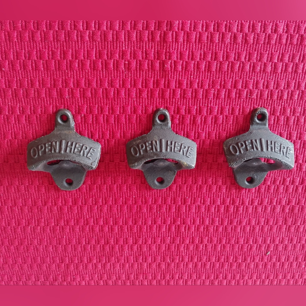 Antique Bottle Opener Wall Mount Sold Individually (1) Metal Kitchen Tool Patina